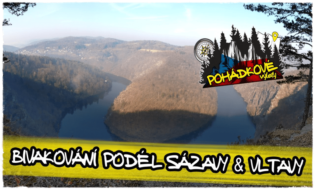 Úvodní obrázek článku víkendové bivakování podél Sázavy & Vltavy s detailem na řeku z vyhlídky Máj