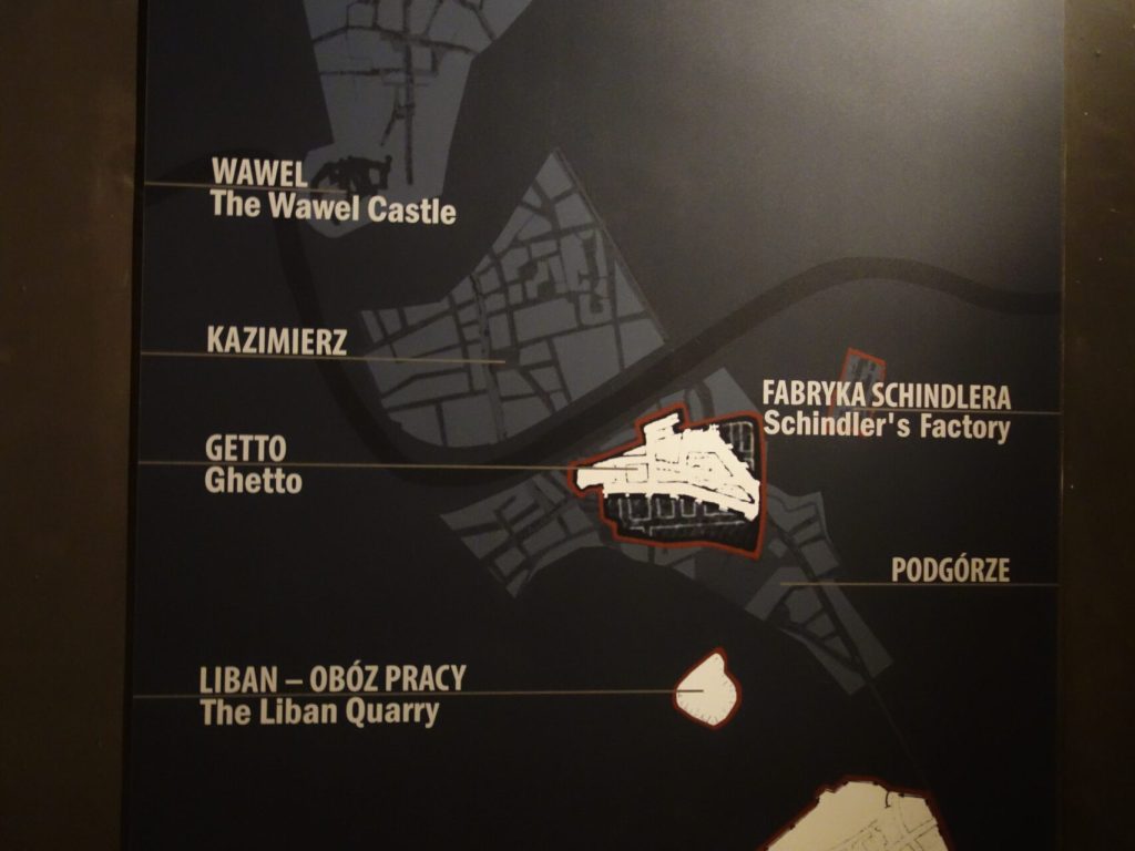 Mapa míst spojených s ghettem v Krakově