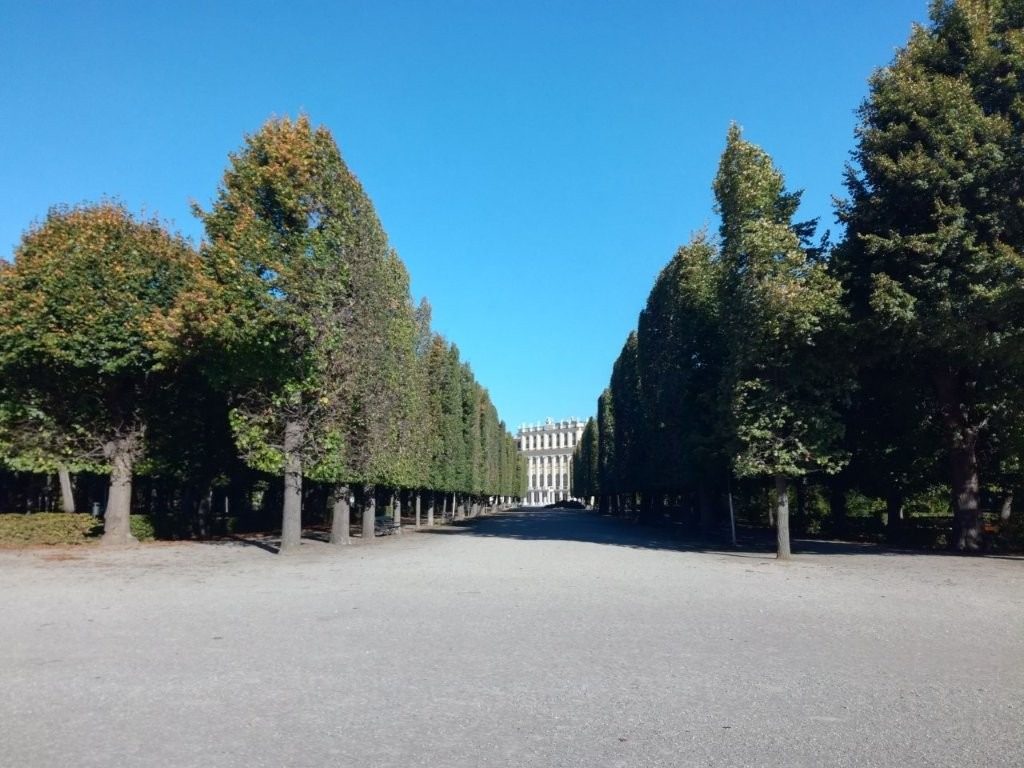 Pohled na prostranství parku v Schönbrunn